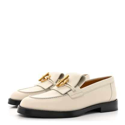 Hermes Calfskin Womens Impact Loafers 35 Blanc De Paris 3 of 11
