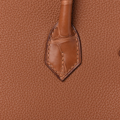 Hermes Togo Matte Alligator Birkin Touch 25 Gold 8 of 34