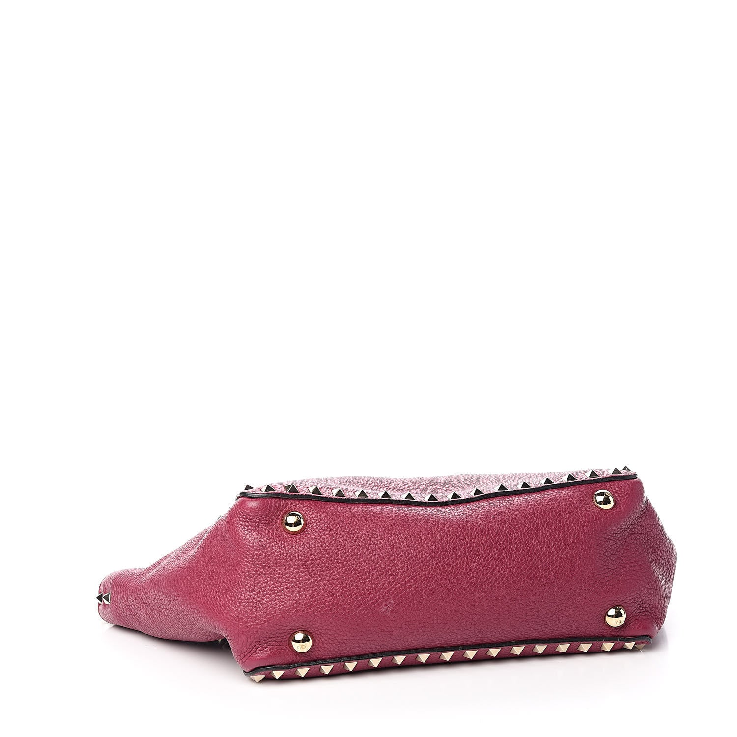 Valentino Garavani Grained Calfskin Small Rockstud Tote Deep Cyclamin 4 of 11