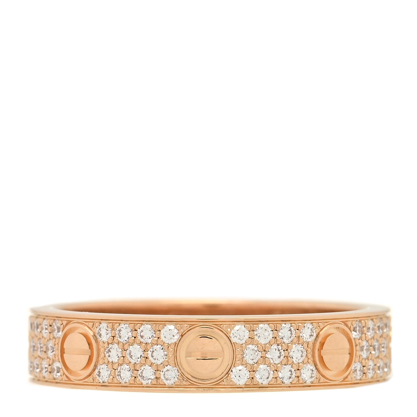 18K Pink Gold Diamond 4mm LOVE Wedding Paved Band Ring 51 5.75