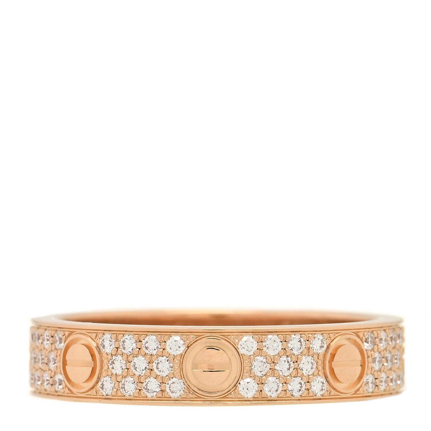 Cartier 18K Pink Gold Diamond 4mm LOVE Wedding Paved Band Ring 51 5.75 3 of 5
