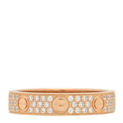 Cartier 18K Pink Gold Diamond 4mm LOVE Wedding Paved Band Ring 51 5.75 3 of 5