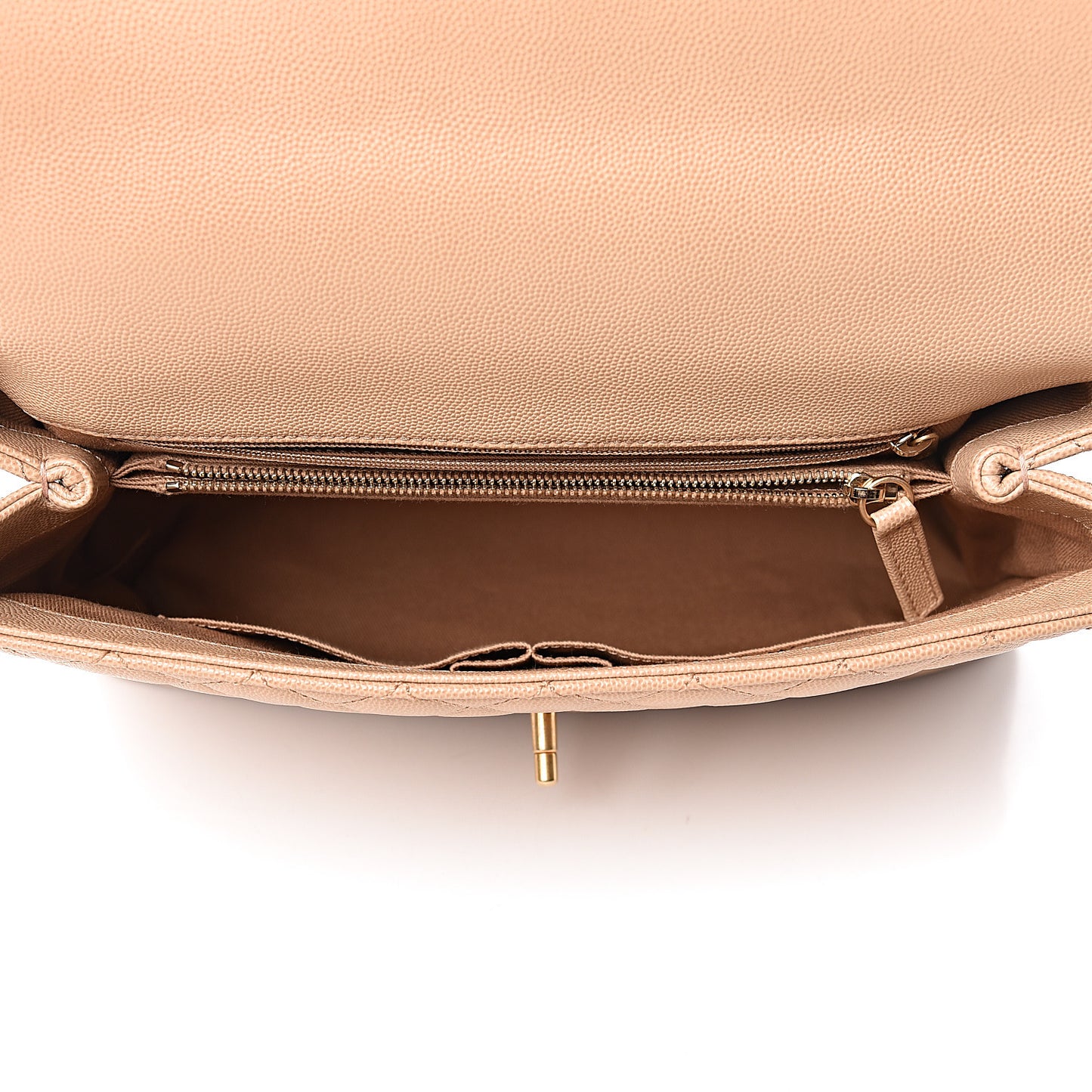 Caviar Quilted Medium Coco Handle Flap Light Beige