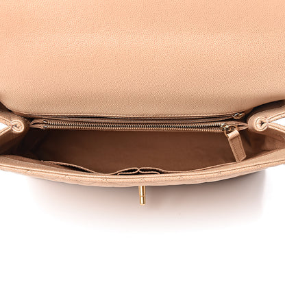 Chanel Caviar Quilted Medium Coco Handle Flap Light Beige 5 of 10