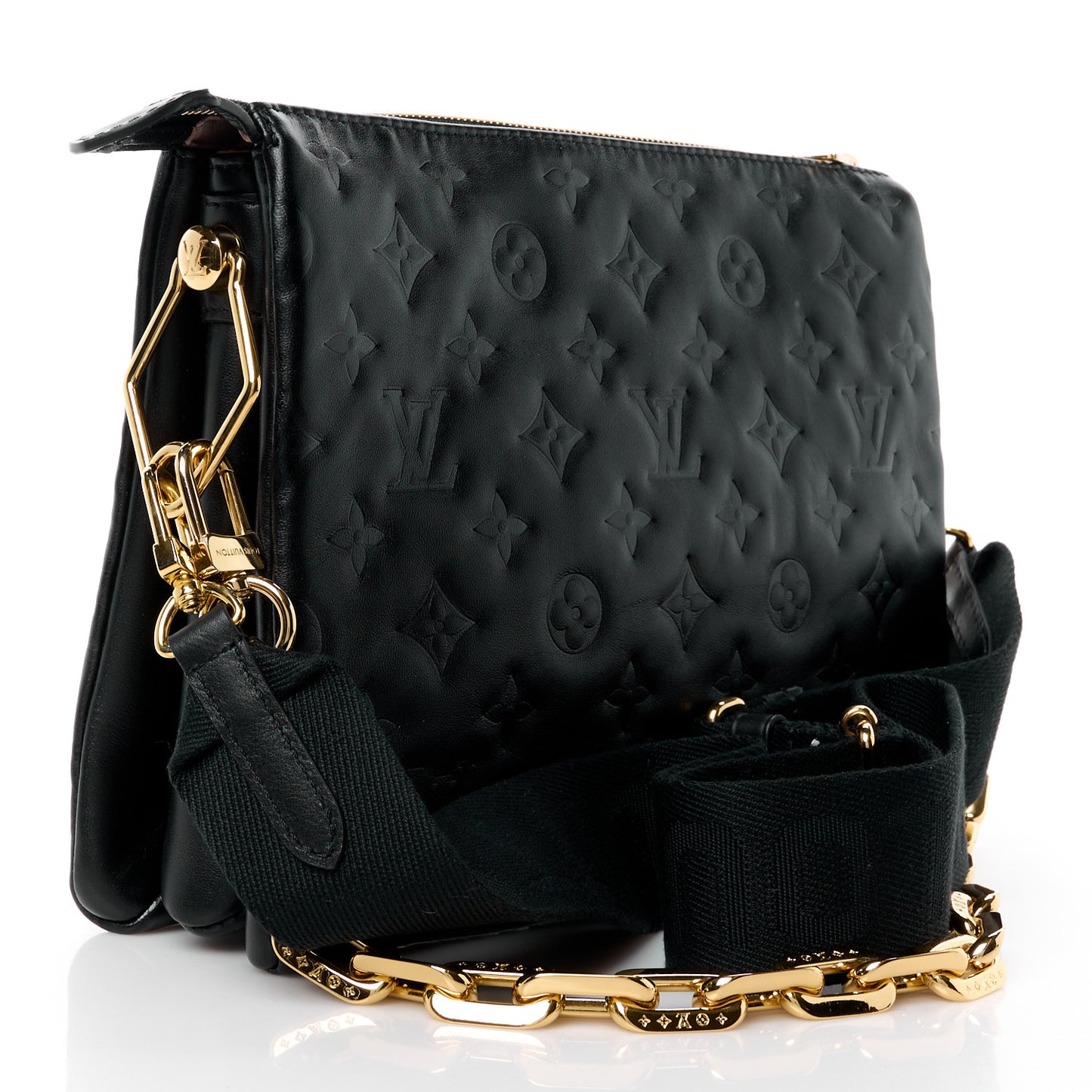Lambskin Embossed Monogram Coussin PM Black
