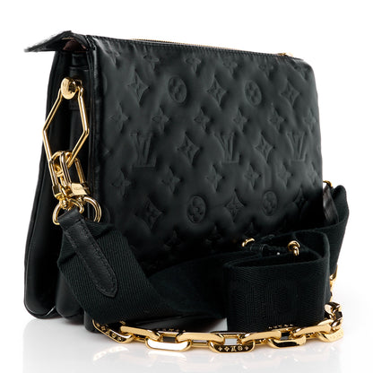 Louis Vuitton Lambskin Embossed Monogram Coussin PM Black 3 of 11