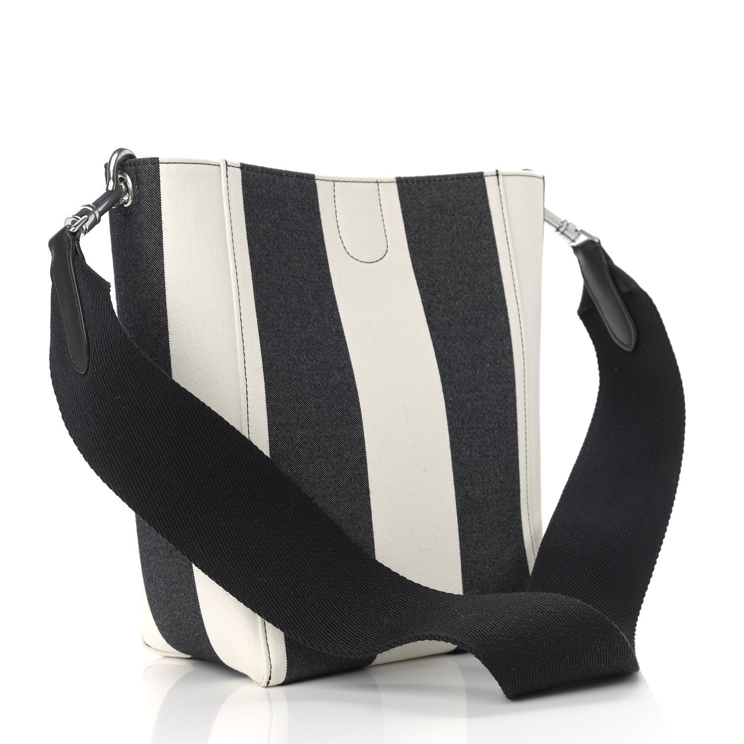 Celine Textured Canvas Small Sangle Bucket Bag Black 2 of 10