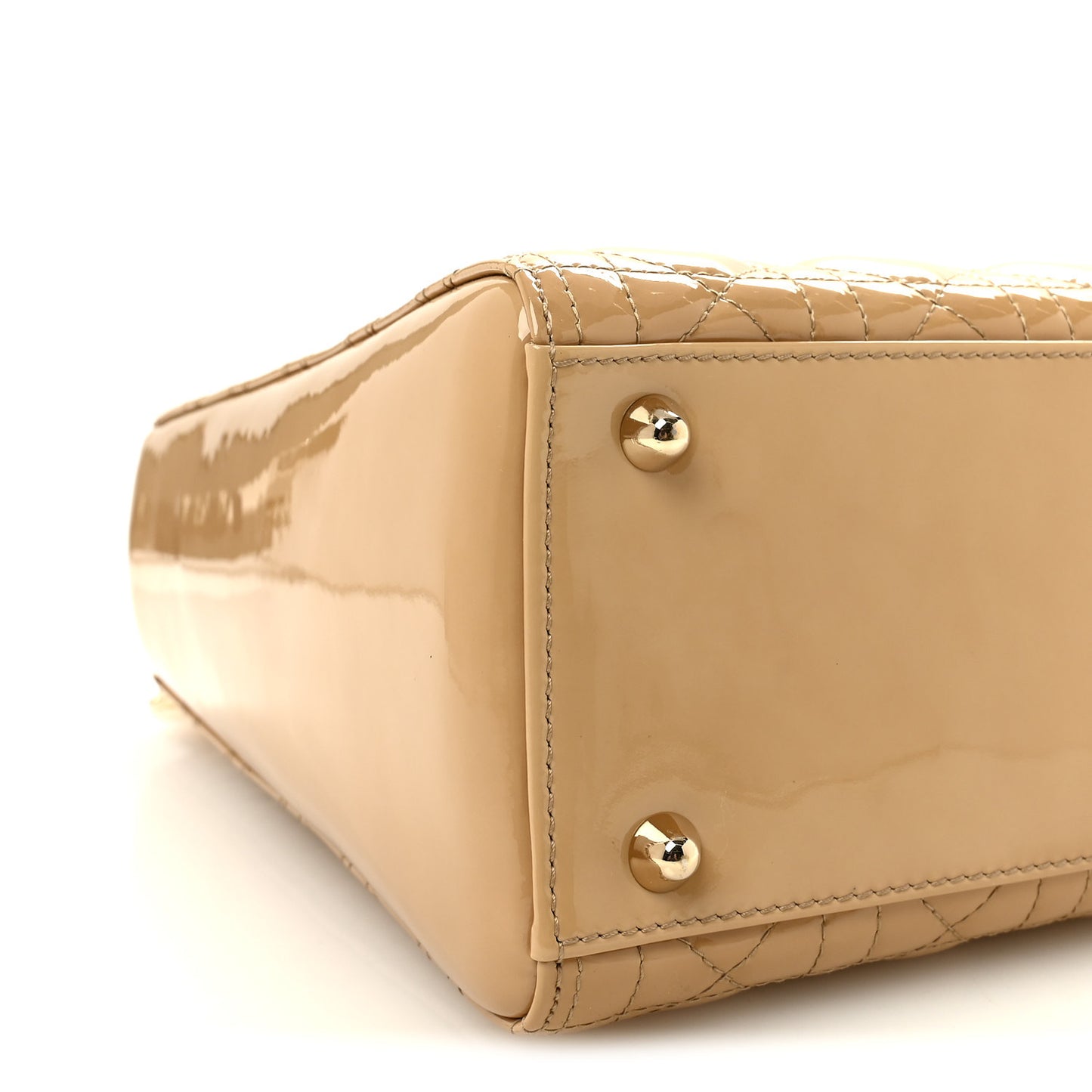 Patent Cannage Large Lady Dior Dark Beige