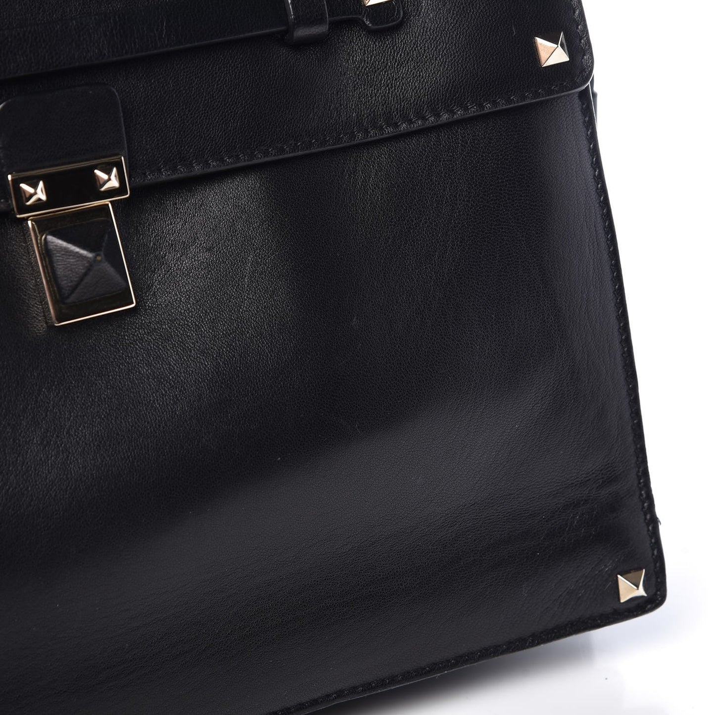 Vitello Rockstud Flap Clutch Bag Black