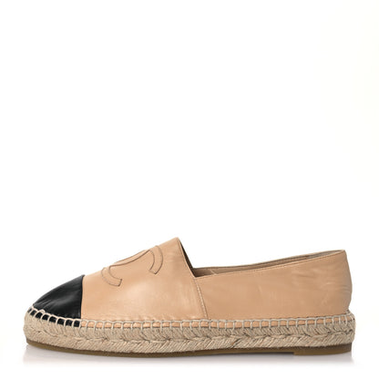 Chanel Lambskin CC Espadrilles 40 Beige Black 1 of 15