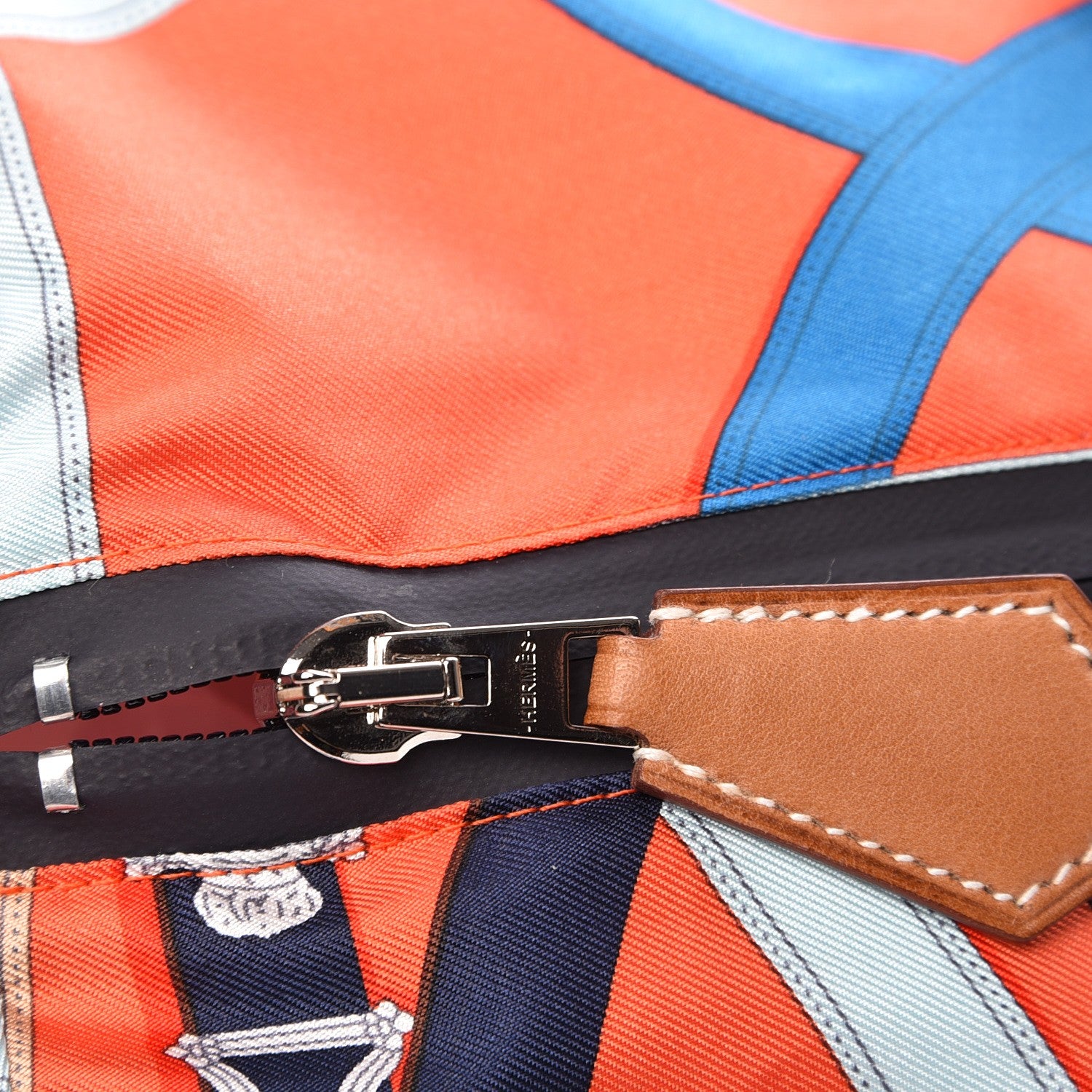 Hermes Silk Barenia Cavalcadour Duffle Orange Poppy Fauve 7 of 8