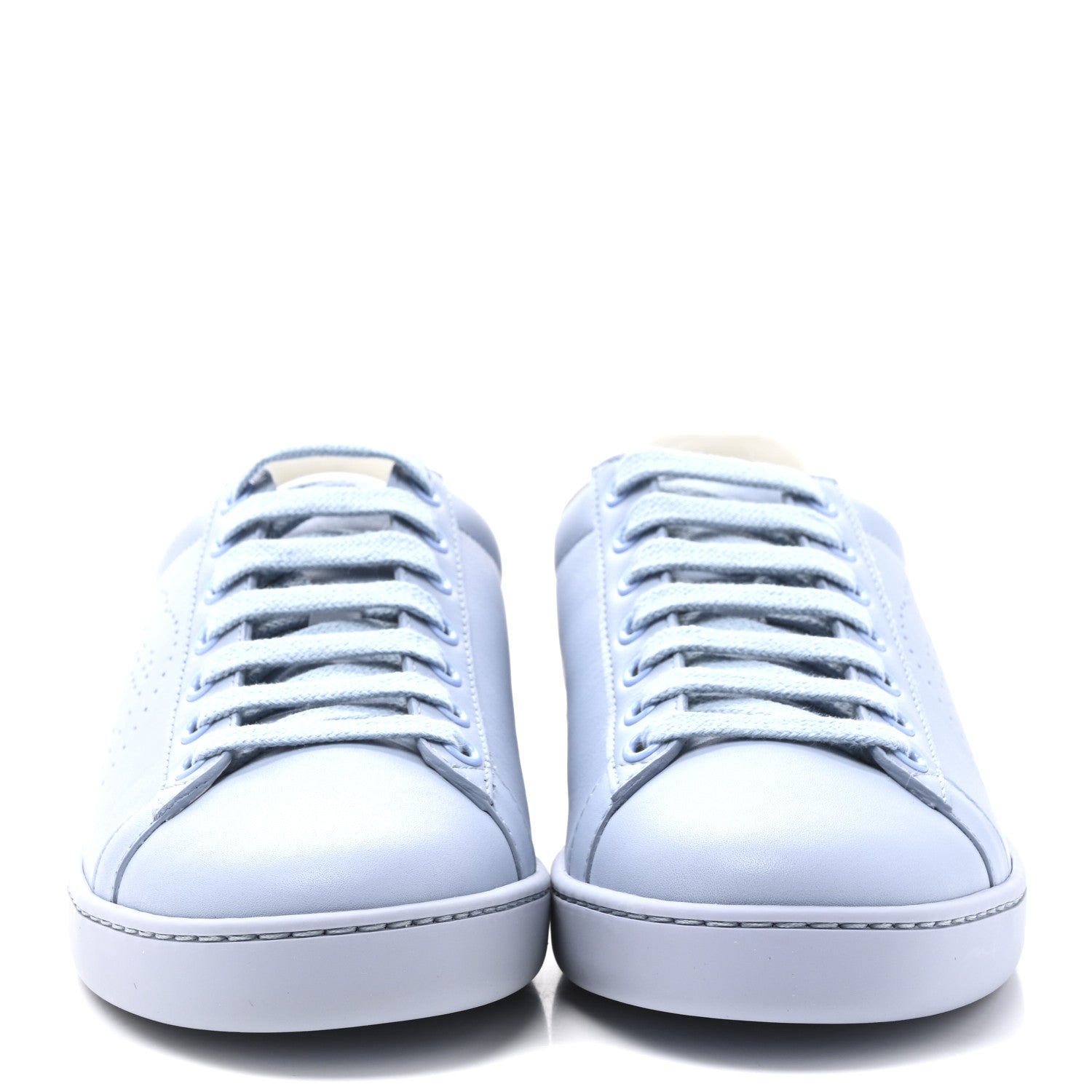Gucci Calfskin Interlocking G Perforated Womens Ace Sneakers 35.5 Porcelain Light Blue Zaffiro 3 of 10
