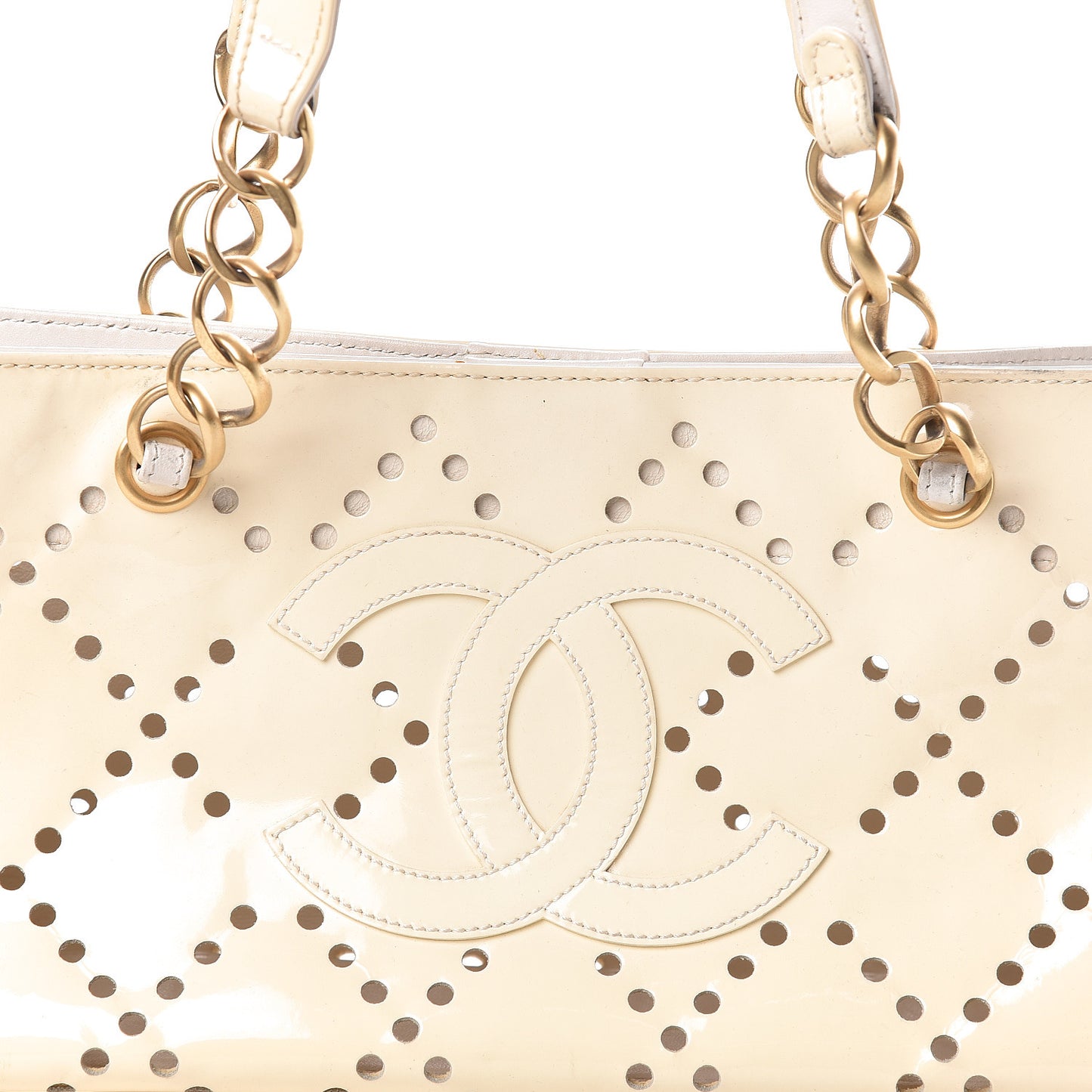 Patent Perforated CC Tote White