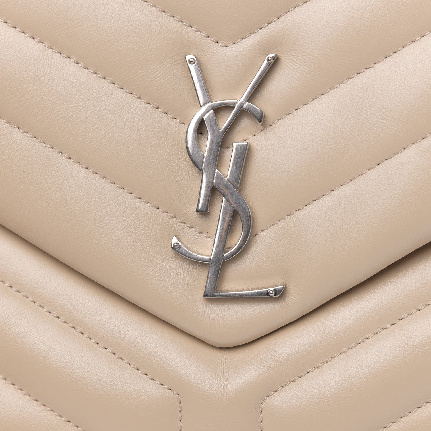 Saint Laurent Calfskin Y Quilted Monogram Medium Loulou Chain Satchel Dark Beige 11 of 11