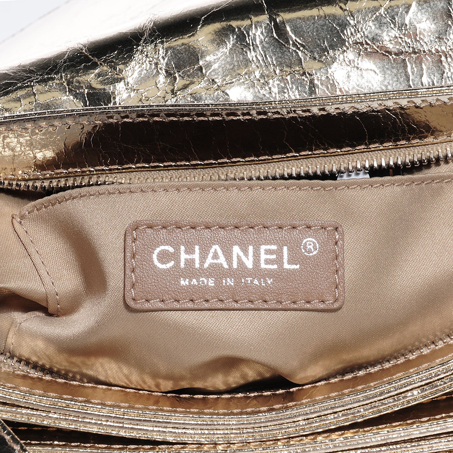Chanel Metallic Crackled Calfskin Medium Clam's Pocket Flap Gold 8 of 8