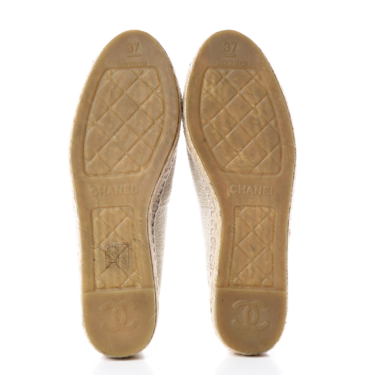 Linen Sequin CC Espadrilles 37 Beige Black