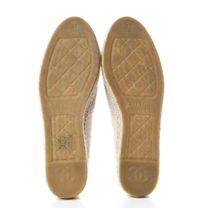 Chanel Linen Sequin CC Espadrilles 37 Beige Black 5 of 12