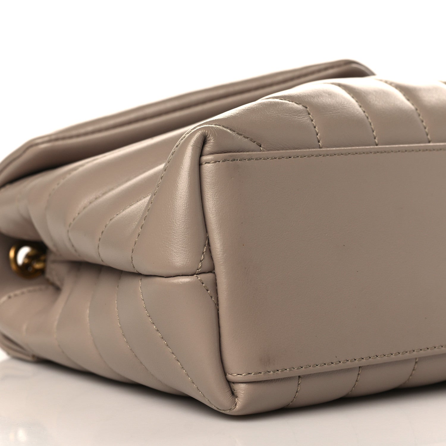 Saint Laurent Calfskin Y Quilted Monogram Small Loulou Chain Satchel Dark Beige 8 of 10