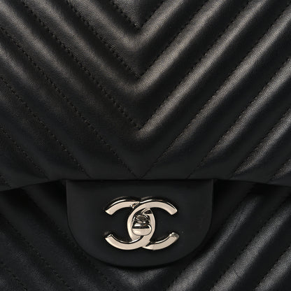 Chanel Lambskin Chevron Quilted Jumbo Double Flap Black 8 of 10