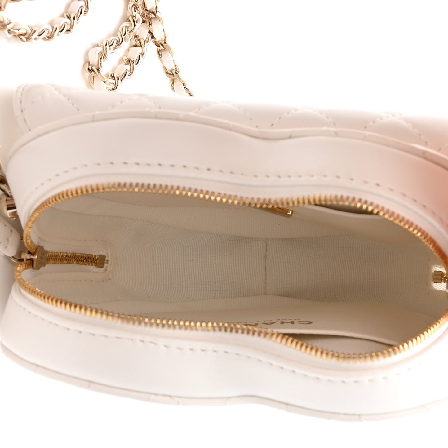 Lambskin Quilted CC In Love Heart Bag White