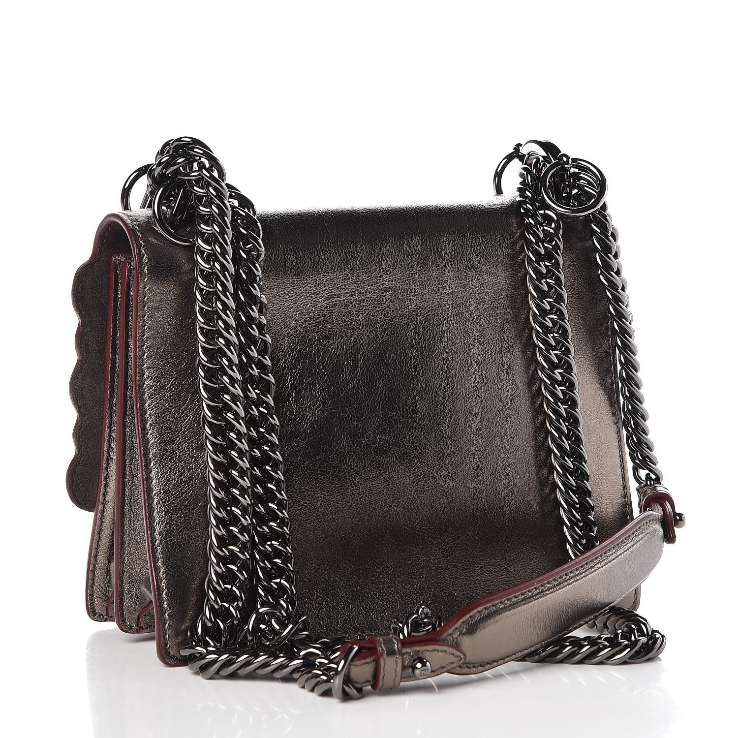Fendi Vitello Catalan Mirror Scalloped Multi Studded Small Kan I Shoulder Bag Bronze 4 of 8