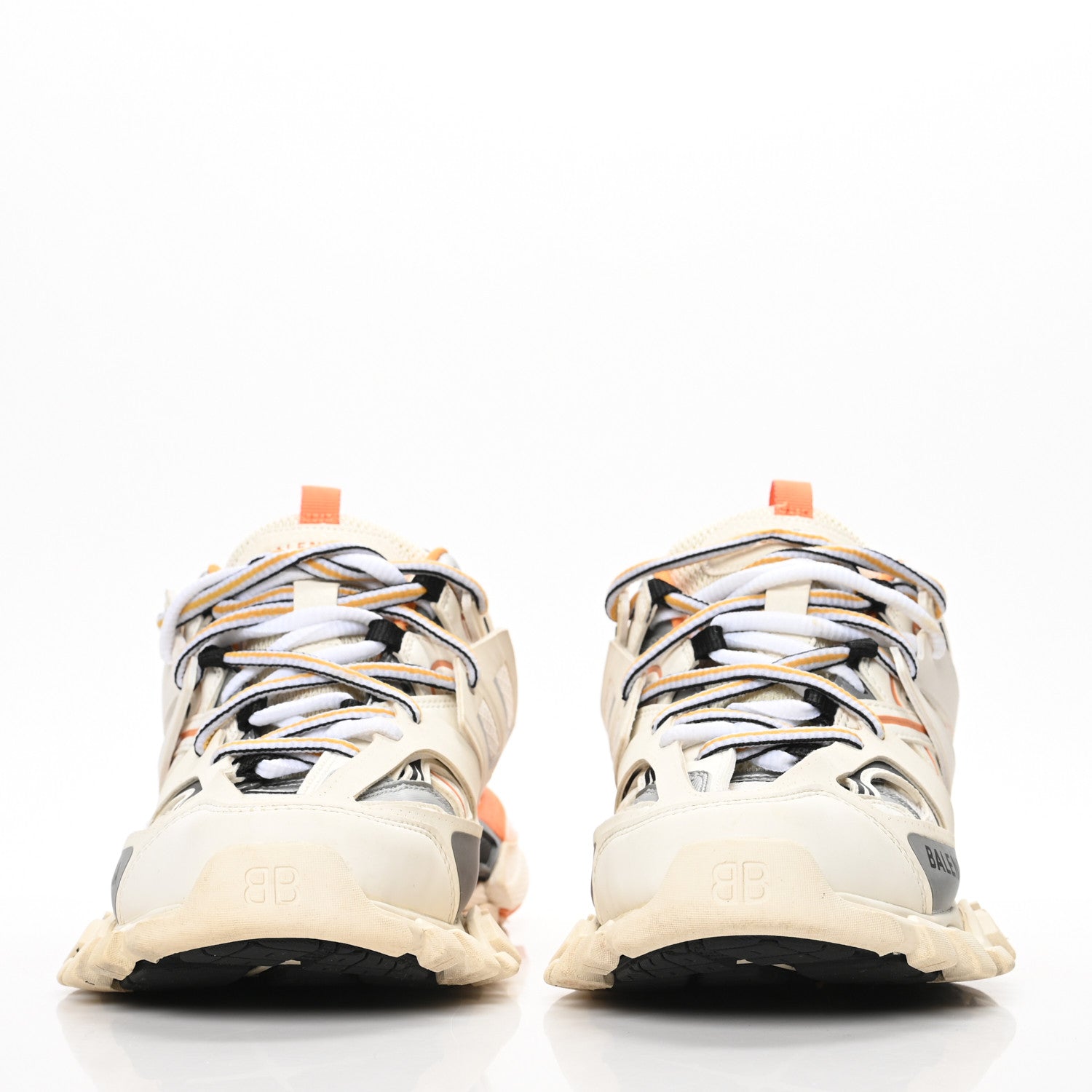 Balenciaga Mesh Nubuck Effect Fabric LED Mens Track Sneakers 40 White Orange 2 of 6