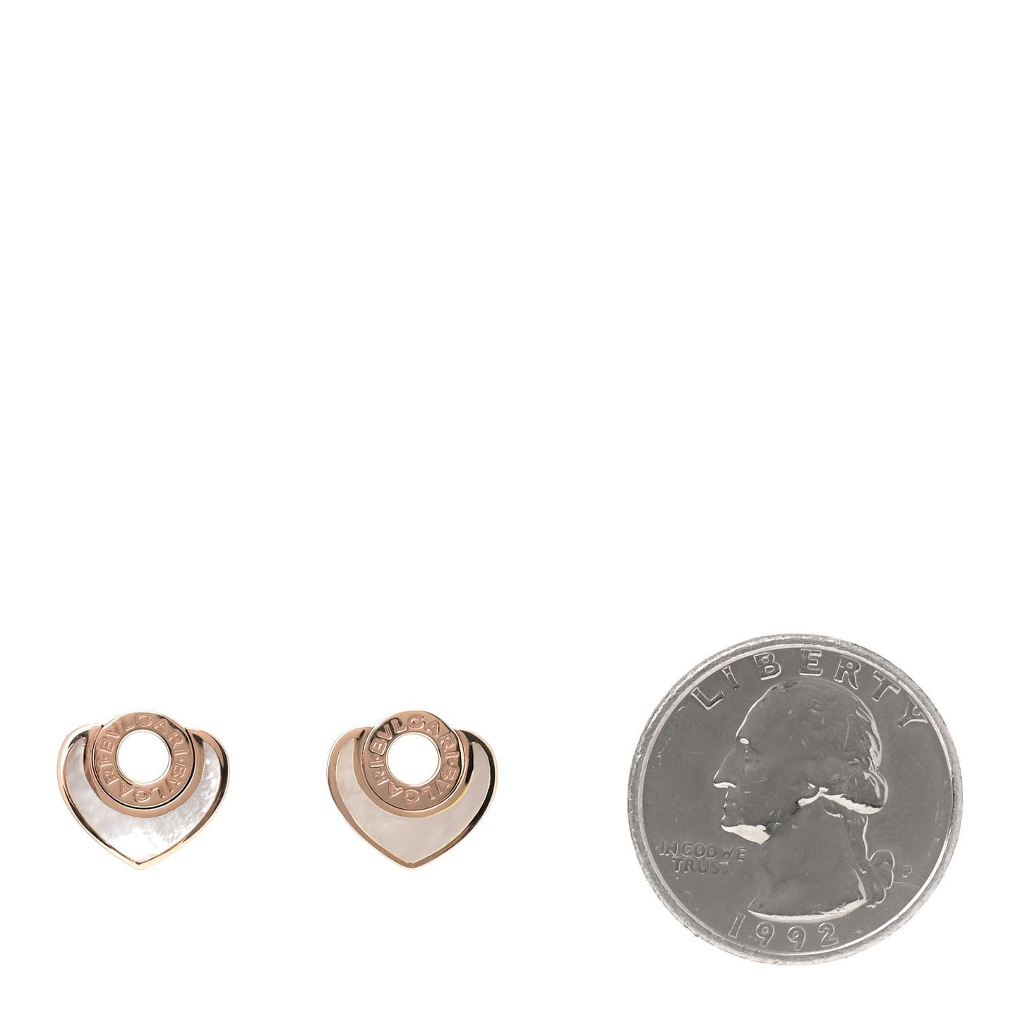 18K Rose Gold Mother of Pearl BVLGARI BVLGARI Cuore Stud Earrings