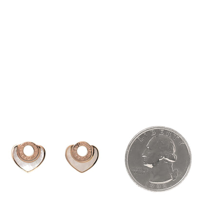 Bulgari 18K Rose Gold Mother of Pearl BVLGARI BVLGARI Cuore Stud Earrings 2 of 7