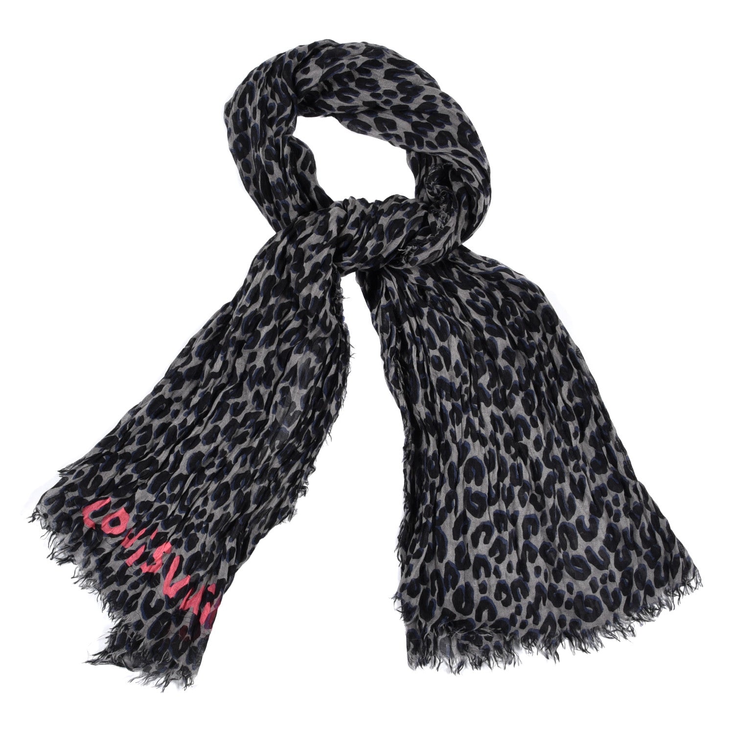 Louis Vuitton Cashmere Silk Leopard Etole Stole Grey 1 of 3