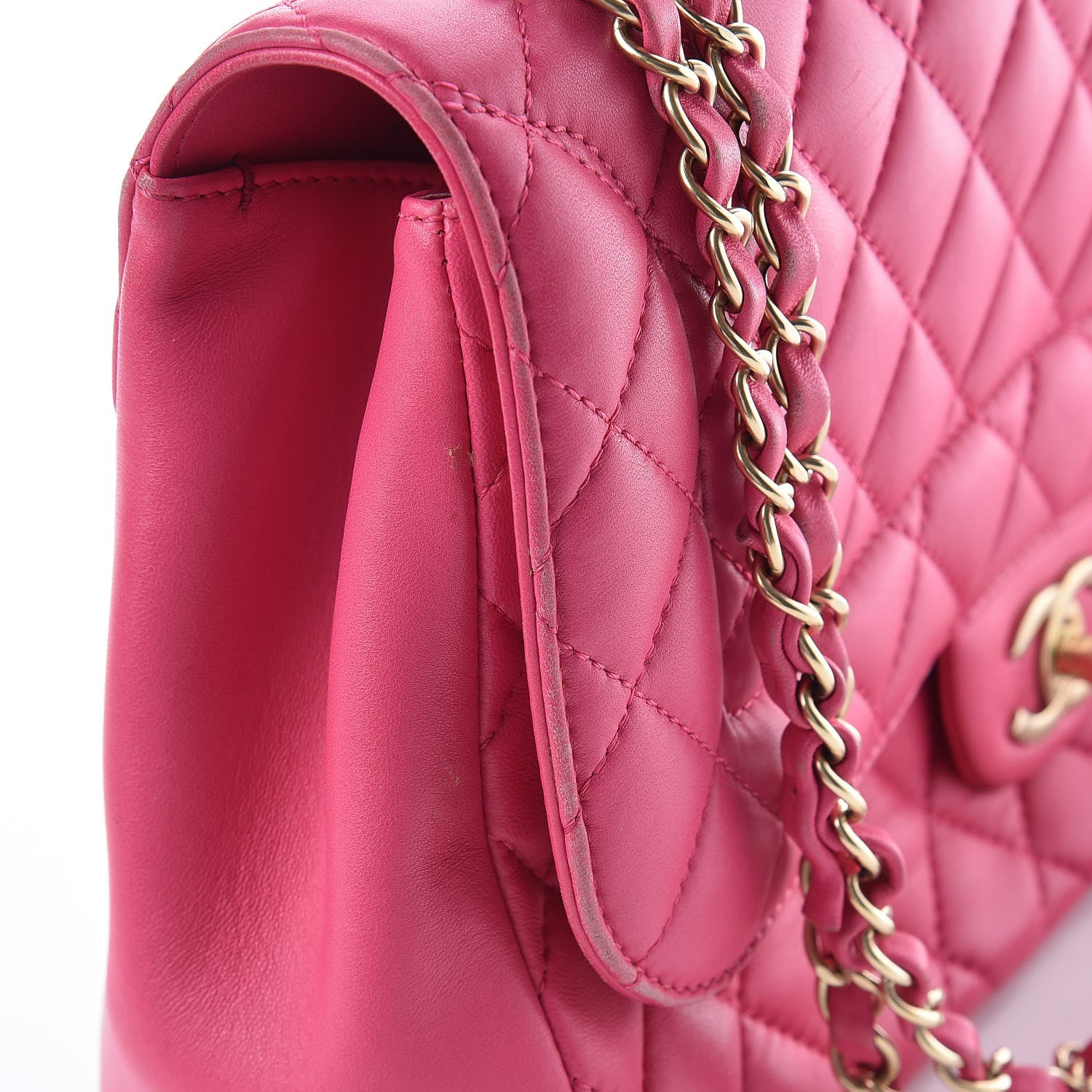 Chanel Lambskin Quilted Jumbo Mademoiselle Chic Flap Fuchsia 16 of 32