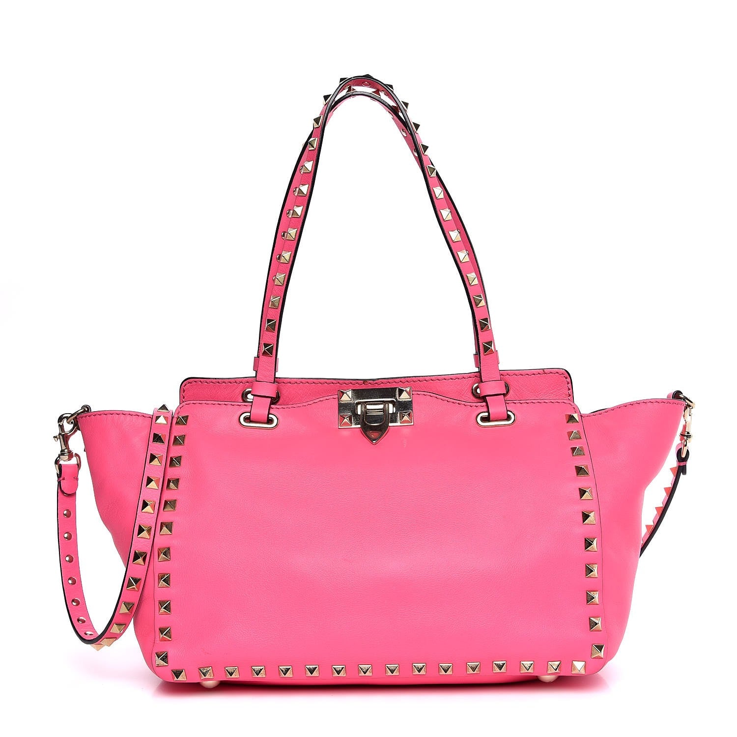 Valentino Garavani Vitello Small Rockstud Tote Fuxia Fluo 1 of 11