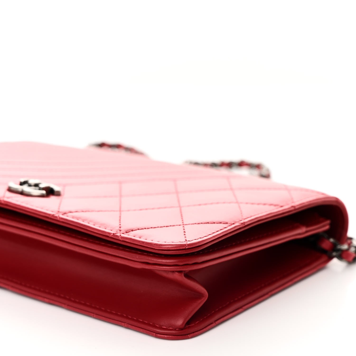 Chanel Glazed Calfskin Quilted Coco Boy Wallet On Chain WOC Red 11 of 11