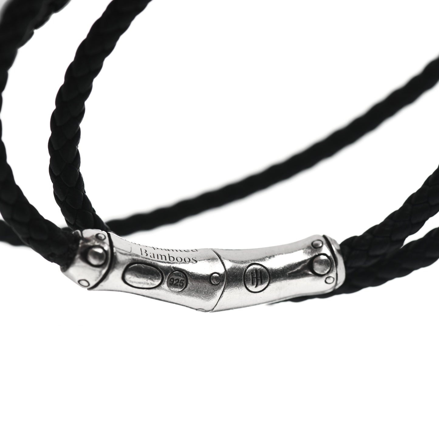 Sterling Silver Calfskin Bamboo Triple Wrap Bracelet