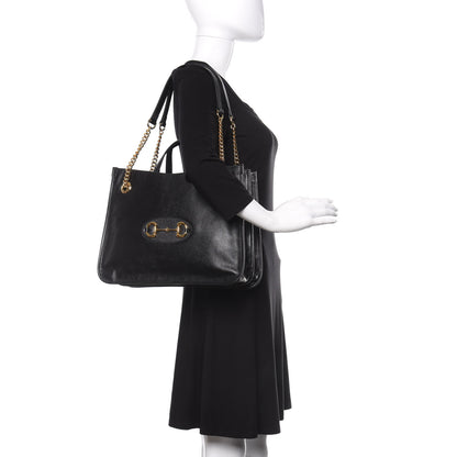 Gucci New Sakai Calfskin Lux Medium Horsebit 1955 Tote Bag Black 2 of 9