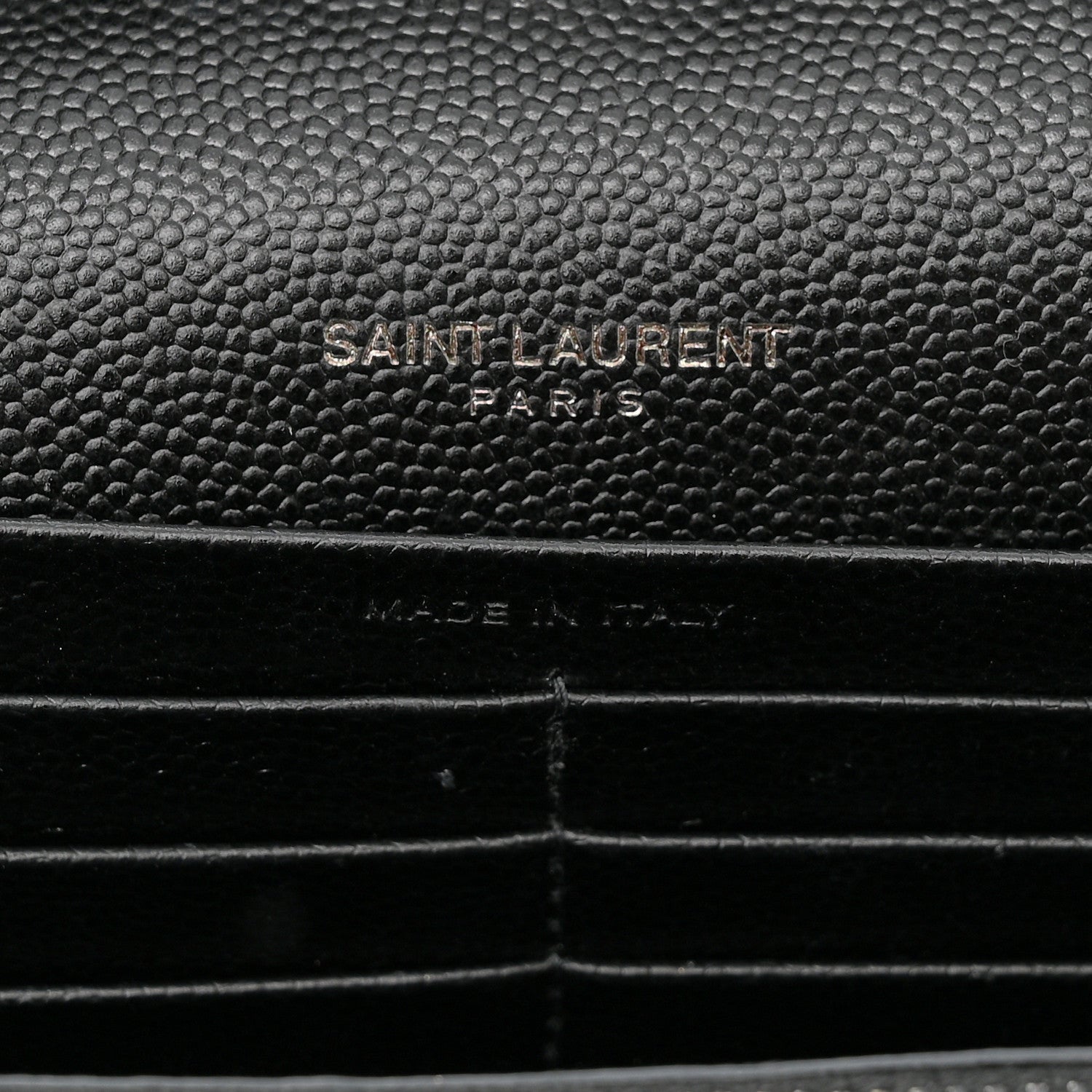 Saint Laurent Grain De Poudre Matelasse Chevron Monogram Monochrome Chain Wallet Black 6 of 10