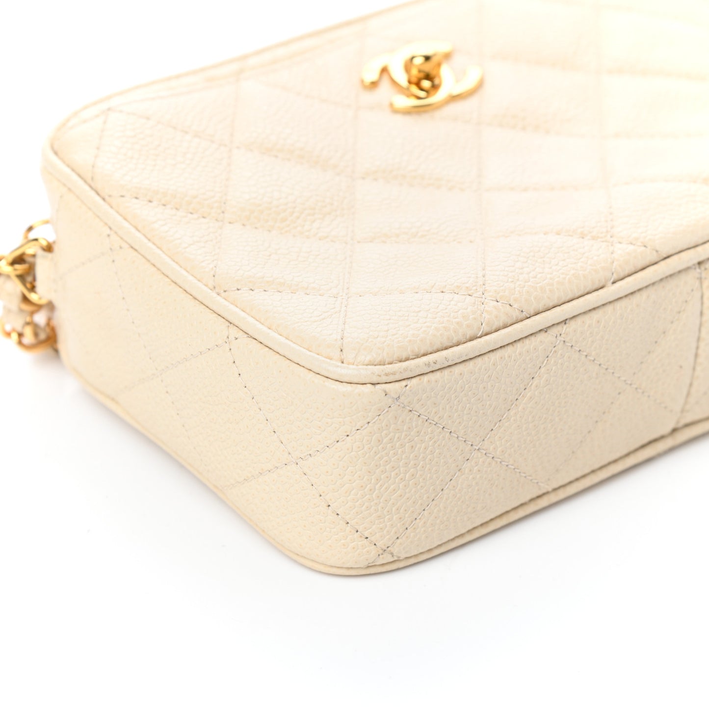 Caviar Quilted Camera Case Beige Clair