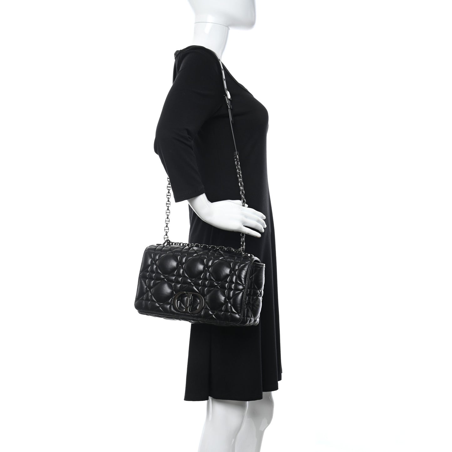 Calfskin Macrocannage Large Caro Bag Black