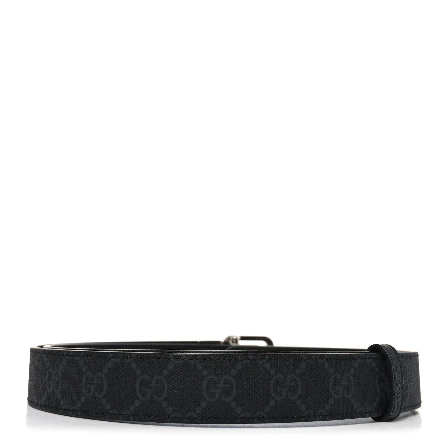 Gucci GG Supreme Monogram Textured Dollar Calfskin Squared Interlocking G 30mm Reversible Belt 115 46 Black 2 of 6