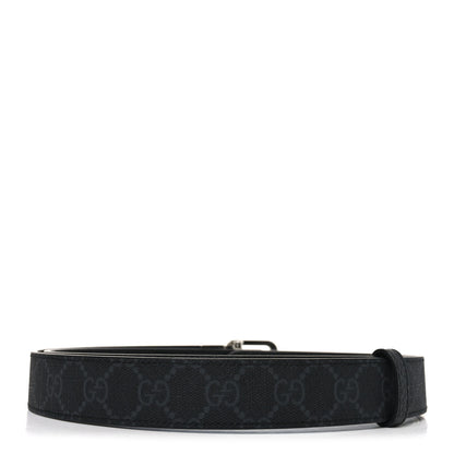 Gucci GG Supreme Monogram Textured Dollar Calfskin Squared Interlocking G 30mm Reversible Belt 115 46 Black 2 of 6