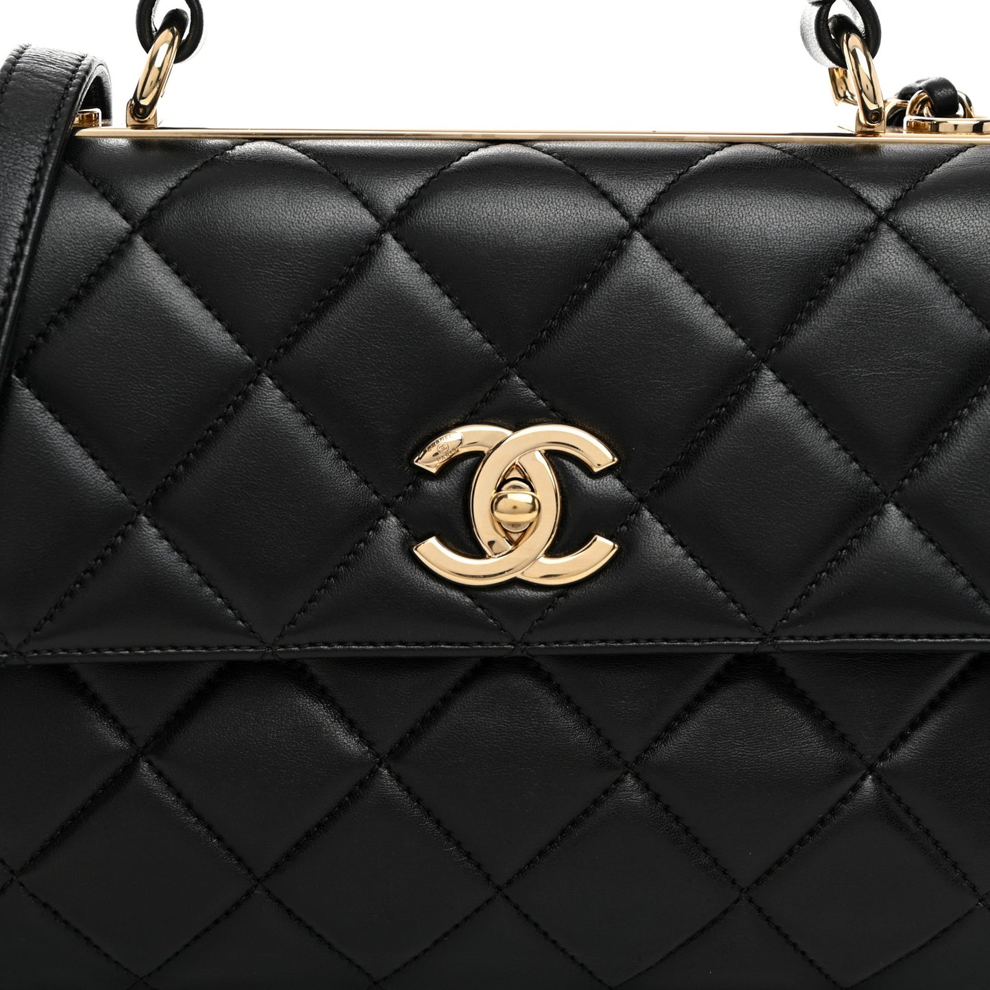 Lambskin Quilted Small Trendy CC Dual Handle Flap Bag Black