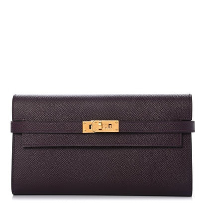 Hermes Epsom Verso Kelly Longue Wallet Raisin Anemone 1 of 7
