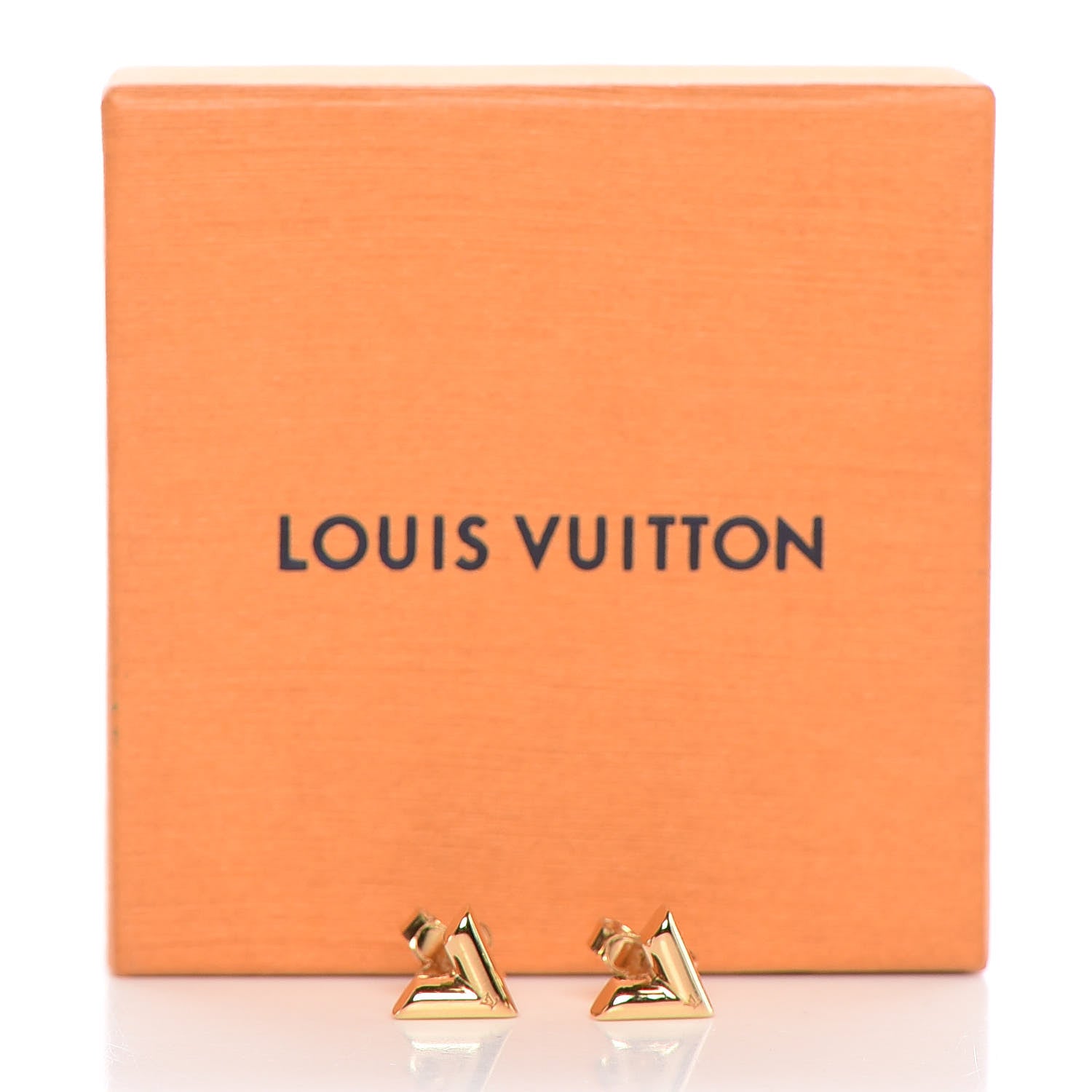 Louis Vuitton Brass Essential V Stud Earrings Gold 6 of 6