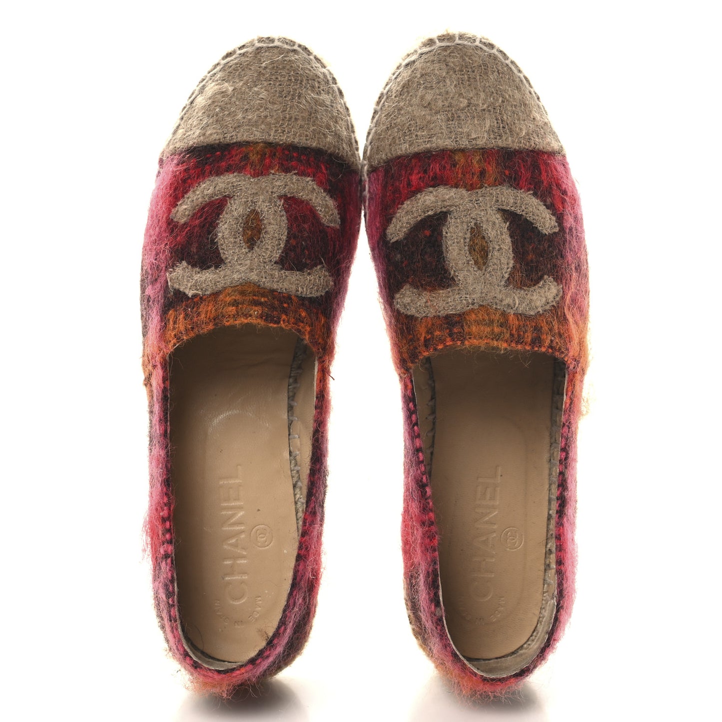 Tweed CC Espadrilles 40 Brown Pink Beige