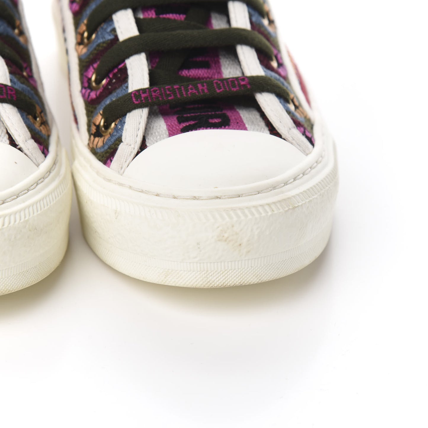Canvas Ethnic Embroidered Womens Walk'N'Dior Low Top Sneakers 36.5 Fuchsia