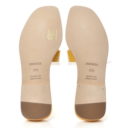 Hermes Calfskin Oran Sandals 37.5 Jaune Citron 6 of 10