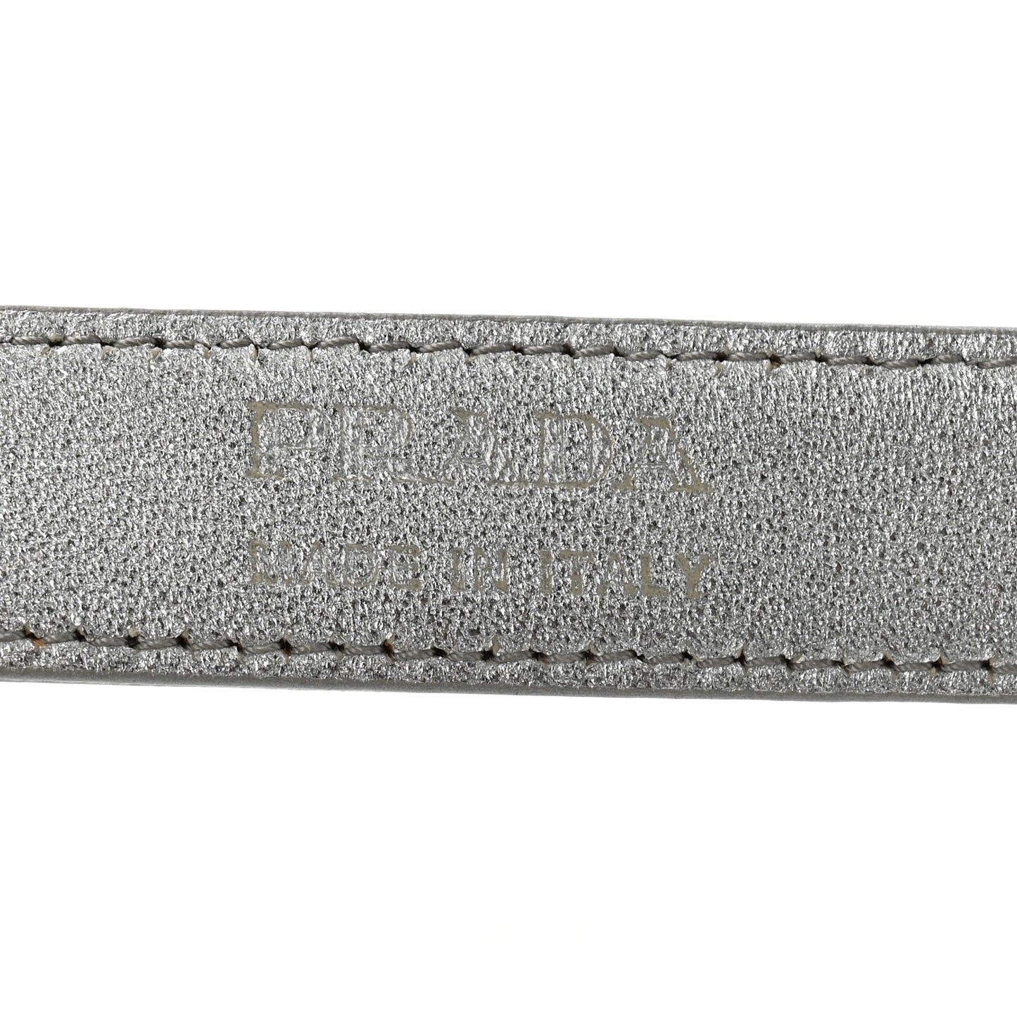 Metallic Brushed Calfskin Triangle Logo Belt 75 30 Weiss