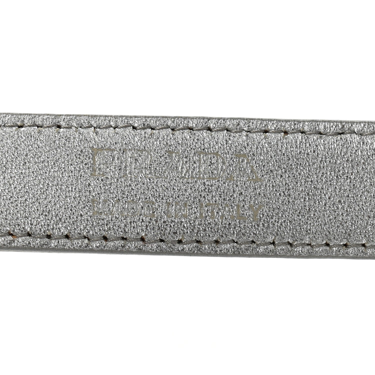Prada Metallic Brushed Calfskin Triangle Logo Belt 75 30 Weiss 5 of 6