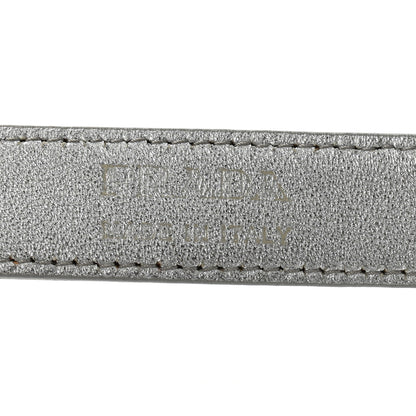 Prada Metallic Brushed Calfskin Triangle Logo Belt 75 30 Weiss 5 of 6