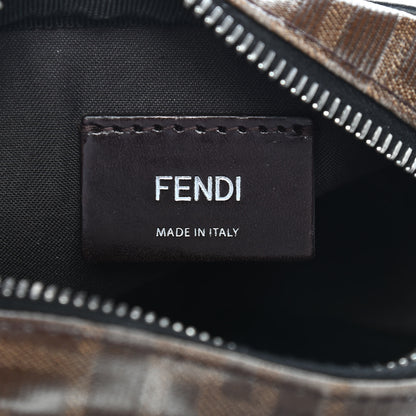 Fendi Glazed Fabric Vitello Century FF 1974 Stamp Patch Small Crossbody Messenger Mogano Panna Black 7 of 11