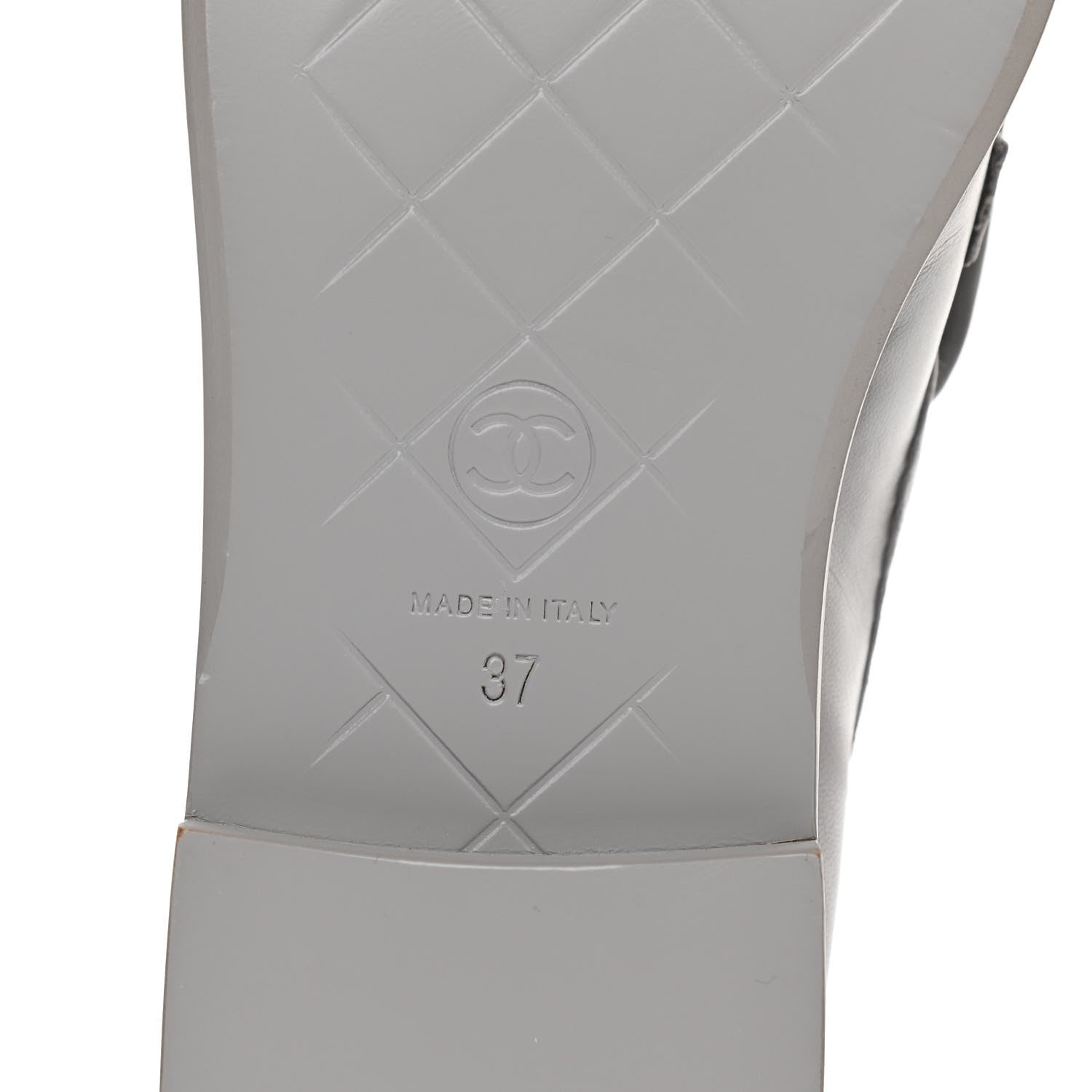 Chanel Lambskin Quilted CC Turnlock Loafers 37 Grey 6 of 9